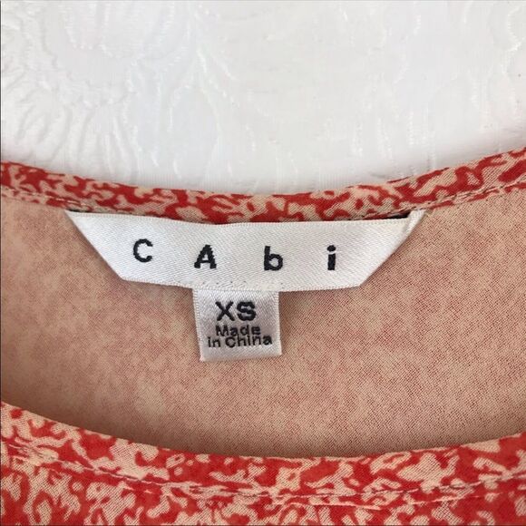 Cabi Womens Ruffle Camisole Size XS Red Cream Sleeveless #339 - Picture 3 of 5